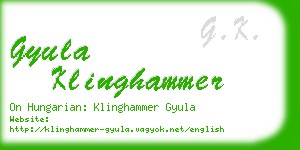 gyula klinghammer business card